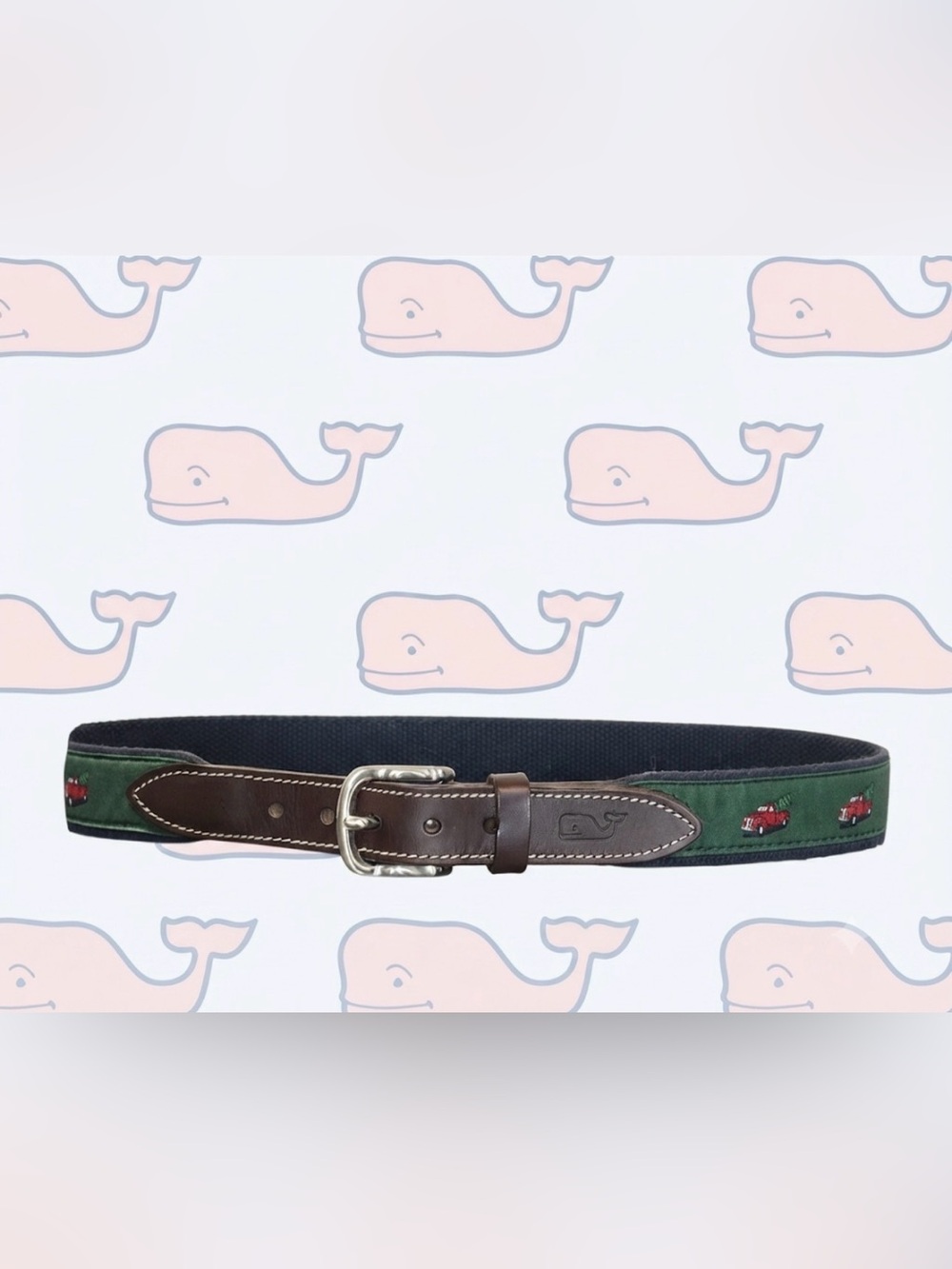 Authentic Vinyard Vines men’s signature print canvas and leather belt sz 30